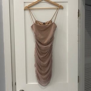 WINDSOR Dusty Rose Glitter Ruched Bodycon Dress